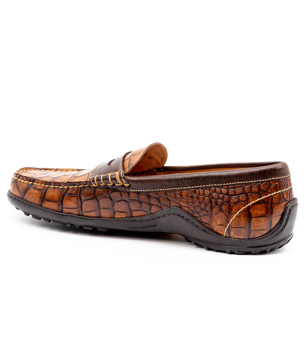 Martin Dingman Monte Carlo Alligator Grain Leather Horse Bit Loafer - Chestnut 9/ / M