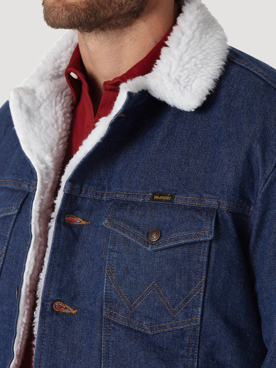 Wrangler® Western Sherpa Lined Denim Jacket in AW Wash