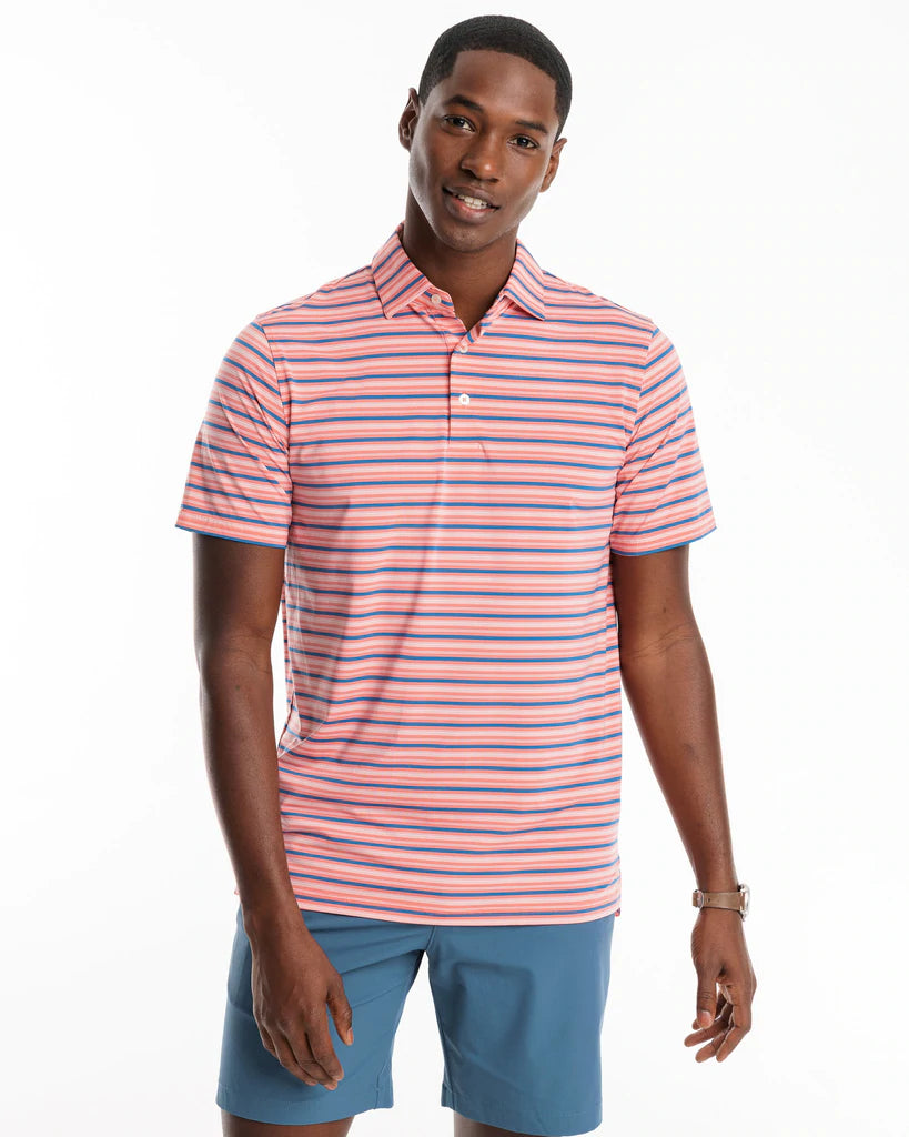 SOUTHERN TIDE BRRR°®-EEZE BASIN STRIPED PERFORMANCE POLO SHIRT - ROUGE ...